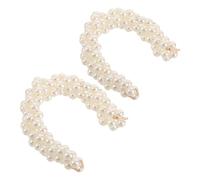 Outanaya 2pcs Pearl Shoe Charm Chains for Women Beaded Pearl Shoe Charms with Double End D Ring, Plastic and Metal Material, Easy Application, Suitable for Sneakers and Clog Sandals DIY