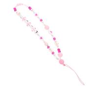 Outanaya 2pcs Pink Acrylic Simulation Pearl Beaded Mobile Phone Chains with Love and Heart Patterns Stylish Phone Accessories with Good Fixing Effects for DIY Case Decoration