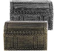 Outanaya 2pcs Plastic Pirate Treasure Chest, Small Retro Trinket Storage Box with Lid, Decorative Keepsake Box for Dress and Party Accessories