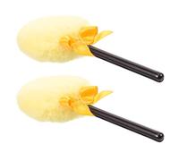 Outanaya 2pcs Plush Dry Powder Puff with Handle Velour Makeup Puff for Body Powder Application Soft Fluffy Beauty Suitable for Loose and Pressed Use