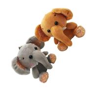 Outanaya 2Pcs Plush Elephant Keychains Soft Bag Hanging Pendants Cute 10Cm Grey and Brown Backpack Charms for Women Travel Accessories
