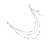Outanaya 2pcs Punk Waist Chain Star Design Heavy Duty Metal Jeans Jewelry Hip Hop Keyholder with Clasp Goth Pants Accessory for Men Women