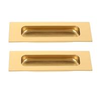 Outanaya 2pcs Recessed Handles Hidden Handles for Cabinet Pocket Door Pulls Stainless Steel Golden Enhanced Safety Latch Design for Sliding Doors