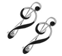 Outanaya 2Pcs Silver Music Note Lapel Pin Alloy Brooch Set with Enamel Drip for Women, Minimalist Treble Clef Collar Pin Suitable for Jackets, Suits, Backpacks and Sweaters