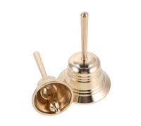 Outanaya 2pcs Vintage Brass Hand Bell with Handle for Teachers and Pet Training Super Loud Solid Brass Call Bell with Easy Operation and Dual Size Versatility, for Weddings and Emergencies