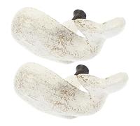 Outanaya 2pcs White Whale Themed Cabinet Knobs Cast Iron Drawer Pulls for Wardrobe Kitchen Cabinet Vintage Furniture Handles with Corrosion Resistant Finish