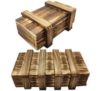 Outanaya 2pcs Wooden Educational Puzzle Box Set, Large and Small Brain Teaser Boxes, Difficult Wooden Puzzle for Cognitive and Hidden Storage