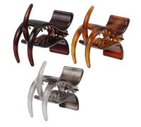 Outanaya 3 Pieces High Ponytail Hair Clips Set with Double Teeth Claw Clips for Women Glossy Leopard and Amber Colors Thick Hair Holders and Half-updos