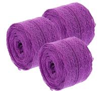 Outanaya 3 Rolls Purple Lace Bands 4.5cm Wide Flat Lace Edges Polyester Cotton Fabric for DIY Sewing Crafts and Bridal Garters Side Design