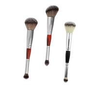 Outanaya 3pcs Female Makeup Brush Eyeshadow Brush Portable Lightweight Wooden Handle Fiber Double-ended Design for Travel and Office Use by Professional Make-up Artist and Ladies