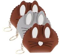 Outanaya 3Pcs Mini Bunny Ear Key Coin Purse Set, Cute Random Color Bunny Ear Change Wallet, Small Coin Storage Bag for Women’S Accessories