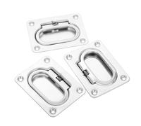 Outanaya 3pcs Stainless Steel Flush Mount Boat Handle Spring Loaded Recessed Lift Ring for Deck Hatch Latch Resistant Hardware for Yacht and Boat