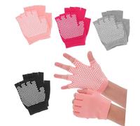 Outanaya 4 Pairs Fingerless Non Slip Yoga Gloves for Women Pilates Workout Breathable Skid Gloves with Finger Vents for Grip Protection and Strength Training