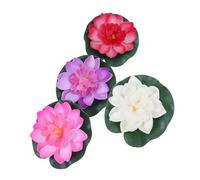 Outanaya 4pcs Eva Floating Water Lily Lotus Flowers for Pool and Aquarium Realistic Fade Resistant Artificial Lilies for Outdoor Ponds Floating Flower Decorations for Wedding and Garden