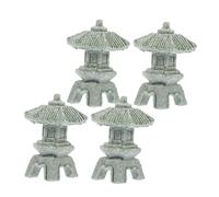 Outanaya 4Pcs Mini Stone Pavilion Statue Japanese Lantern Style Garden Decor for Bonsai Zen Micro Landscapes Aquarium Fish Tank Patio Ornament