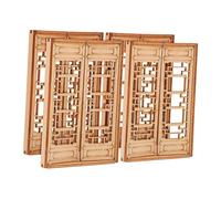 Outanaya 4pcs Miniature Chinese Wooden Window Models Movable Traditional Style Dollhouse Furniture DIY Decor for Sand Table and Architectural Projects