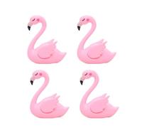 Outanaya 4pcs Plastic Flamingo Cake Ornaments Flamingo Cake Decor Pink Adorable Opening Wings Visual Enjoyment Choice for Home Bookshelf