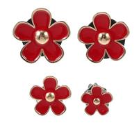 Outanaya 4pcs Red Daisy Alloy Car Air Freshener Clips, Cute Five-petal Flower Vent Diffuser Decor, Car Outlet Aroma Ornament for Interior Decoration, Red