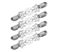 Outanaya 4pcs Silver Alloy Sweater Clips with Rhinestones Decorative Cardigan Fastener Clips for Women’s Clothing Vintage Style Shirt for Sweaters and Shawls