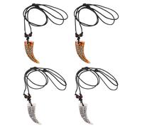 Outanaya 4pcs Tooth Necklace Tooth Jewelry Resin Cotton Thread Comfortable Wearing Intricate Details Retro Unique Design Unisex Necklace for Daily Wear and Parties