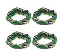 Outanaya 4pcs Wide Elastic Headbands for Women with Brazil Flag Design, Lightweight Polyester Soccer Hair Accessories, Non-slip Hairbands for Fitness and Occasion