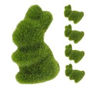 Outanaya 5 Pcs Flocked Easter Bunny Decor for Garden and Home Moss Rabbits with Detailed Craftsmanship Cute Outdoor Display Ornaments for Festival Decoration