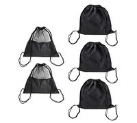 Outanaya 5pcs Black Drawstring Sports Storage Bags Made of Sturdy Polyester with Simple Structure, Practical Gym and School Outdoor Travel Sport Bags for Football and Basketball