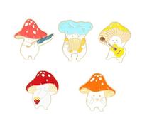 Outanaya 5pcs Cartoon Mushroom Brooch Alloy Alloy Women Personality Badge Pin Cute Costume Ornament Stylish and Accessories