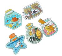 Outanaya 5pcs Cute Cat Pins Brooch Clips in Assorted Colour Alloy Cartoon Drift Bottle Design for Women Fashion Accessories Suitable for Ceremonies and Weddings