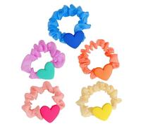 Outanaya 5Pcs Heart-Shaped Hair Scrunchies for, Elastic Ponytail Holders Ruffled Design, Multi-Color Hair Bands Accessories for Daily and Travel Use