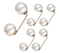 Outanaya 5pcs Pearl Brooch Pins Skirt Safety Pins with White round Pearls Multi-functional Shawl Collar Buttons for Women for Dresses and Sweaters