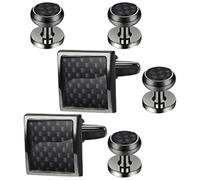 Outanaya 6pcs Cufflinks and Studs Set, Collar Button Cuff-link, Copper, Black, Secure Fit, for Men, Tuxedo and Formal Shirt