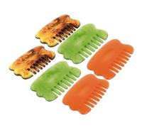 Outanaya 6PCS Gua Sha Scraping Comb Natural Jade Amber Beeswax Massage Tool for Head Face Body Relieves Muscle Tension Blood Flow Enhances Relaxation and Stress Relief
