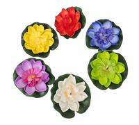 Outanaya 6Pcs Lifelike Water Lily Floating Pool Ornaments Simulated Lotus Flowers for Garden Ponds Fountains Aquarium Decorations Mixed Color