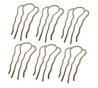 Outanaya 6pcs Metal U-shape Hair Fork Clips for Buns Dark Brown Chignon for Women Styling Tool for Elegant Updos and Casual Hairstyles