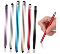 Outanaya 6pcs Universal Capacitive Stylus Pens Multipack for Smartphones and Tablets, High Sensitivity Dual-head Touch Screen Pen Set with Black, Silver, Blue, Purple, Gold, and Red Colors