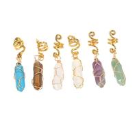 Outanaya 6pcs Vintage Hexagonal Stone Dreadlock Hair Jewelry for Women Wire Wrapped Braids Charms Hair Accessories for Ponytails for Daily and Party Use