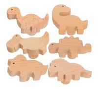 Outanaya 6pcs Wooden Dinosaur Knobs Set with Screws for Nursery Drawer Handles, Animal Cabinet Pulls Including Tyrannosaurus, Triceratops, Stegosaurus, Velociraptor, Brachiosaurus,