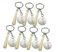Outanaya 7Pcs Mini Wooden Baseball Bat Keyrings Sports Keychain with Hanging for Teens Team Spirit Party Favors Bulk Key Rings for Backpacks Car Keys