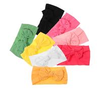 Outanaya 8Pcs Headbands with Bows Soft Elastic Turban Knot Hairbands for Newborns Adorable Rabbit Ear Design Colors Red Yellow Green Black White Pink Orange Rose Red