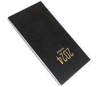 Outanaya A6 Daily Planner Organizer Notebook, Black Artificial Leather Paper Planner Book, Portable English Agenda for Keeping a Diary and Recording Skills, for Office Workers and Students