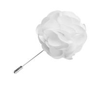 Outanaya Accessory Handmade Events and Weddings Fixed, Elegant for Formal White Satin Flower Lapel Pin Tie Brooch Sturdy Copper Material, Easy to Use Men's