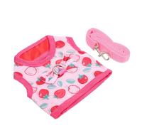 Outanaya Adjustable Pink Strawberry L Large Rabbit Harness Leash for Small Pets with Breathable Vest, Anti-escape Bunny Walking Leash for Guinea Pigs, Hamsters, Squirrels, and Chinchillas