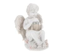 Outanaya Angel Solar Figurine Outdoor Light for Garden Patio Lawn Pathway Durable Resin Angel Statue for Enchanting Evening Decor