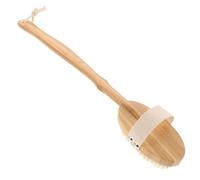Outanaya Bamboo Bath Brush Long Handle Back Brush for Shower Comfortable Touch Easy to Hold Detachable Boar Bristle Body Scrubber Household Bath Accessory