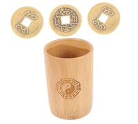 Outanaya Bamboo Bucket Divination with Copper Coins Traditional Chinese Fortune Telling Game Prop for Family Gathering Home Temple Feng Shui Rituals