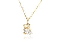 Outanaya Bear Shaped D0451-j-b 1 Gold Plated Zircon Pendant | Copper and Zircon Build, 455mm Chain Included, Golden Finish for Christmas and Valentine's Day
