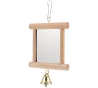 Outanaya Bite-resisting Parakeet Parrot with Glass Mirror Wood Frame Hanging Cage Accessory for Climbing and Home Decoration