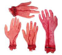 Outanaya Broken Hand Horror Design Scary Prank Props Set 4pcs Silicone Halloween Human Parts Decoration Lightweight for Haunted House and Stage Shows