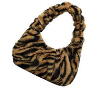 Outanaya Brown Plush Shoulder Bag for Women Lightweight Large Capacity Tote Handbag with Workmanship Everyday Bag for Going